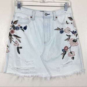 Abercrombie & Fitch embroidered denim skirt